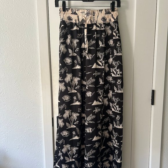 Scotch and Soda Wide Leg Pants Les Tropiques Black Cream Extra Small XS - Picture 5 of 12